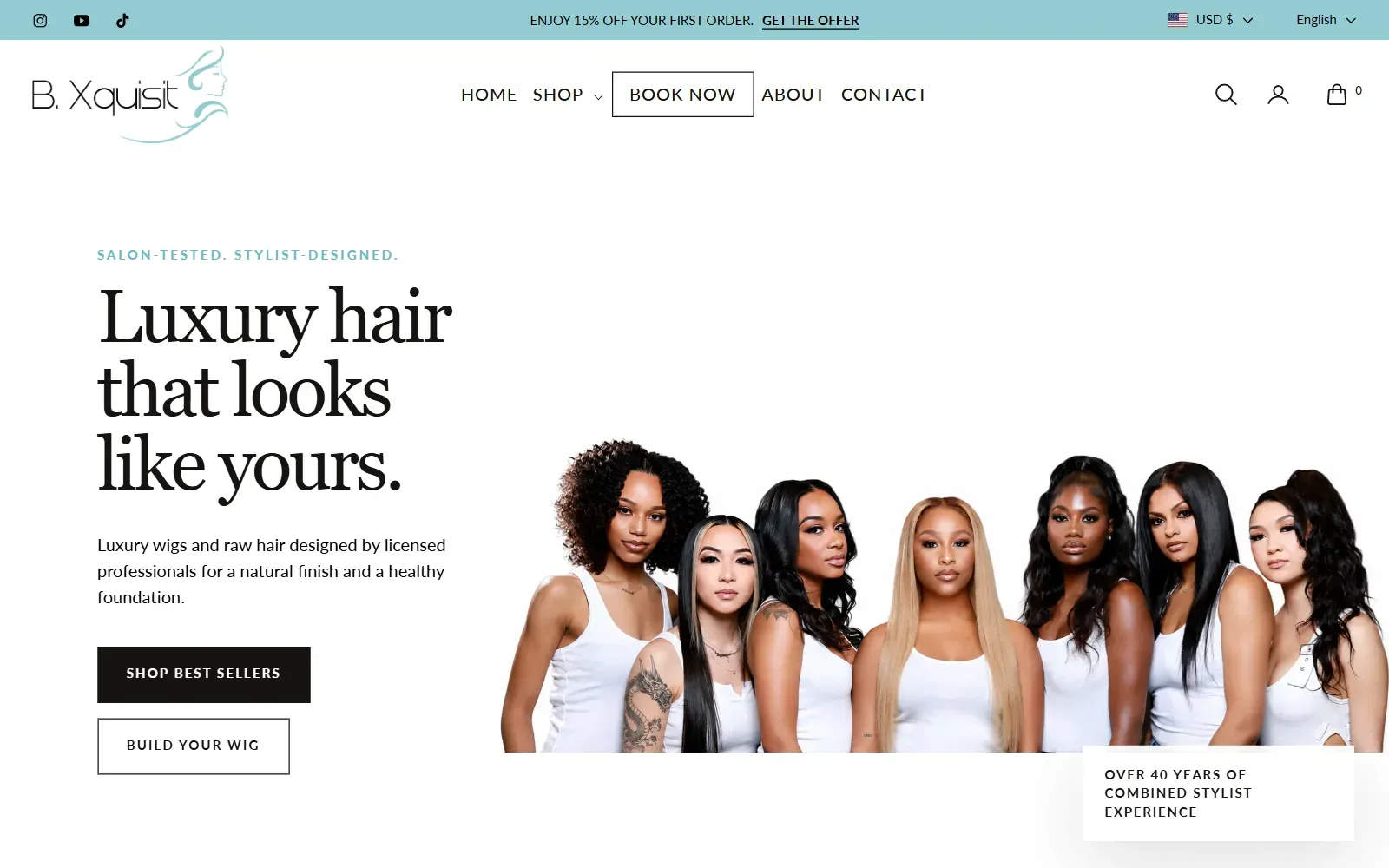 Bxquisit's Shopify store on desktop