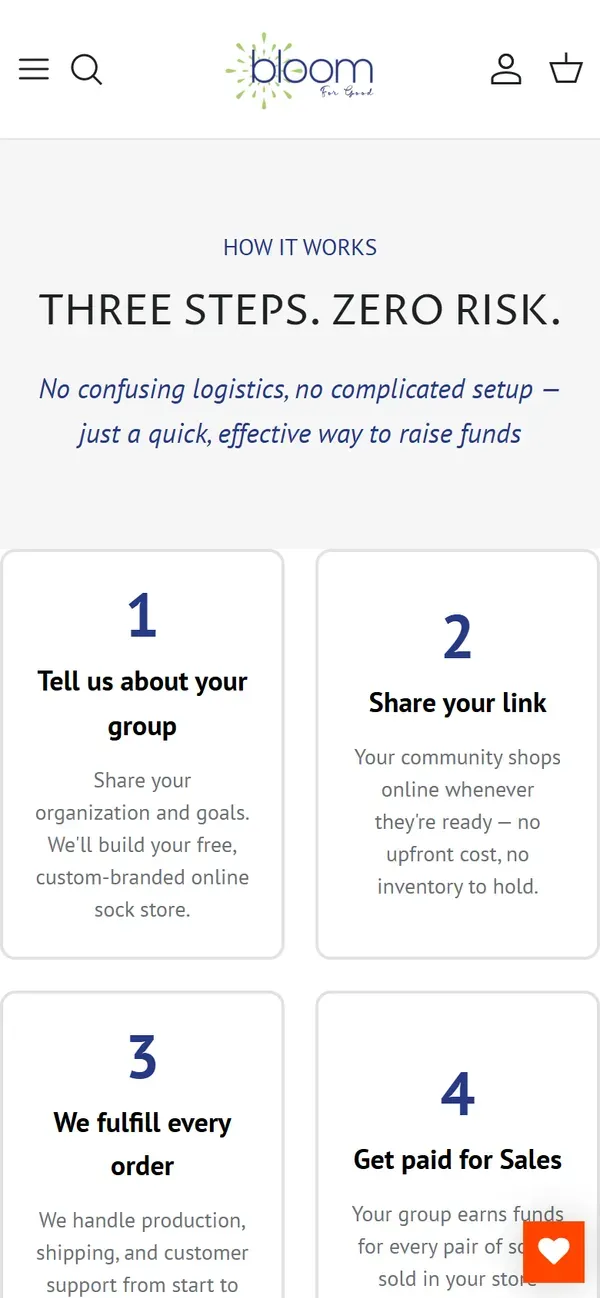 Bloomin' Socks fundraising page on mobile