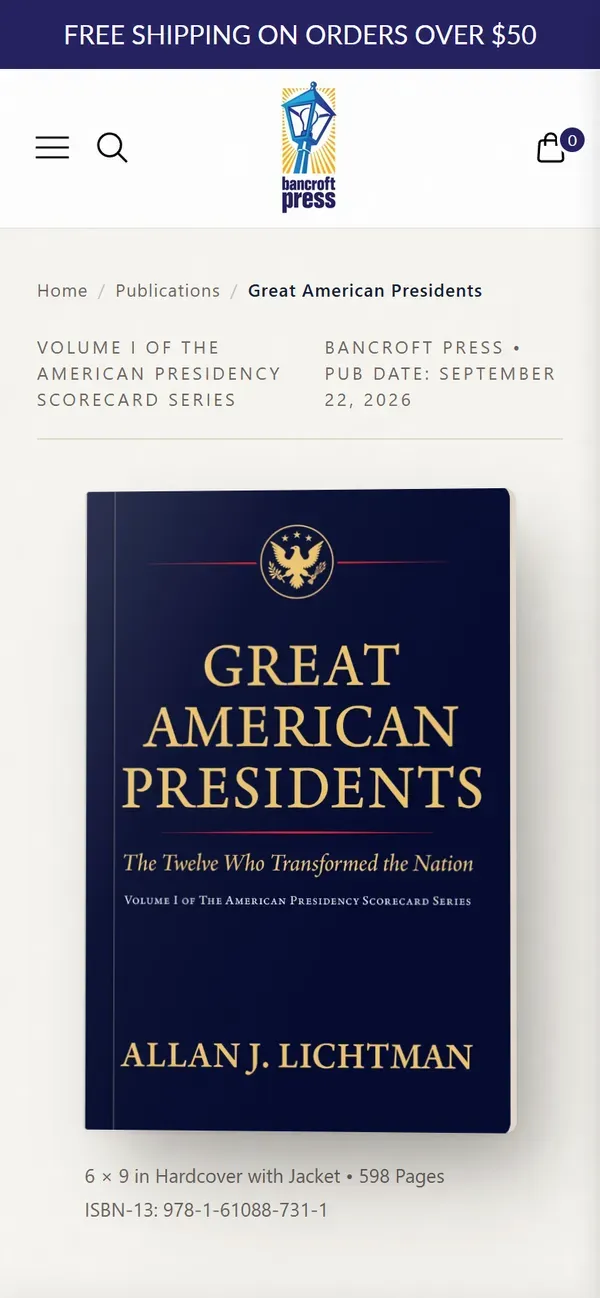 Great American Presidents book page on mobile