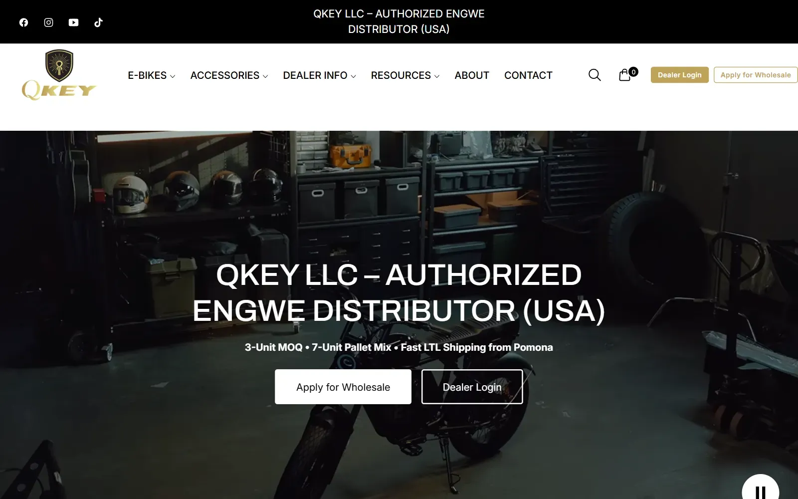 QKEY's Shopify store on desktop