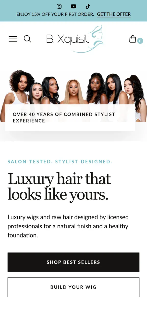 Bxquisit's Shopify store on mobile
