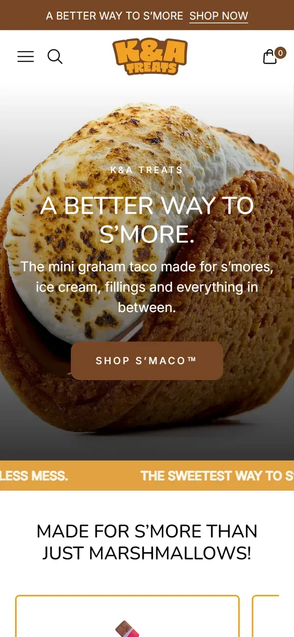 K&A Treats's Shopify store on mobile