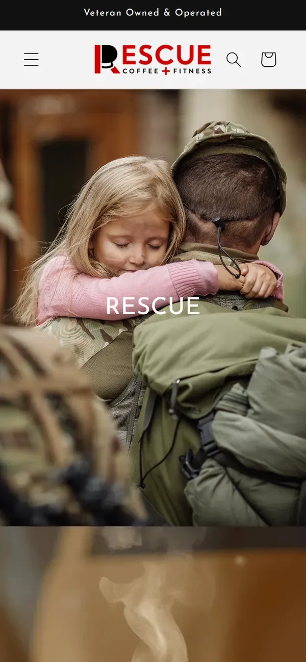 Rescue Coffee + Fitness's Shopify store on mobile