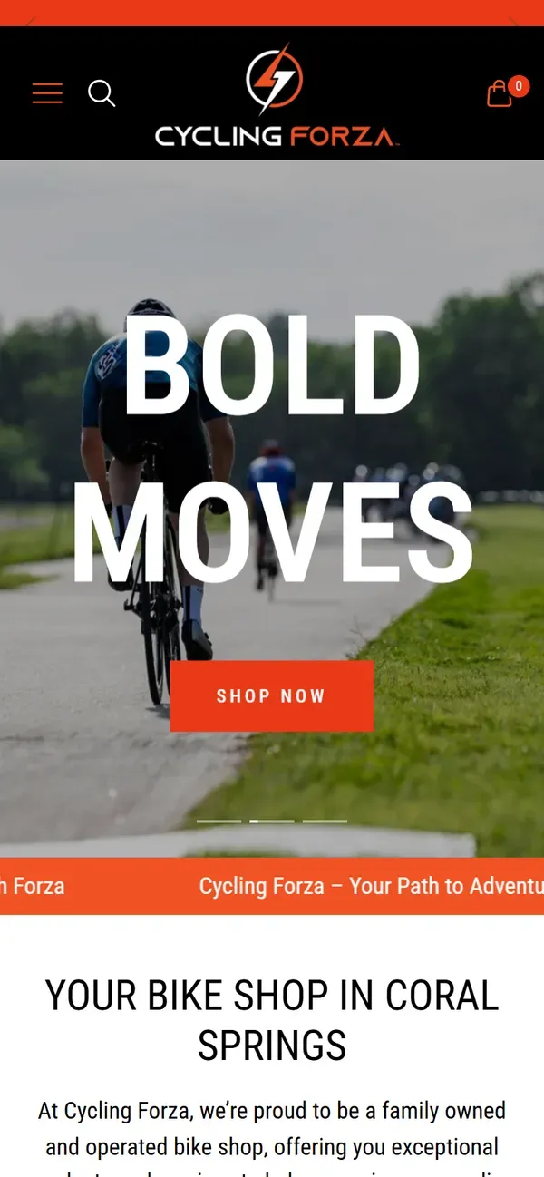 Cycling Forza's Shopify store on mobile