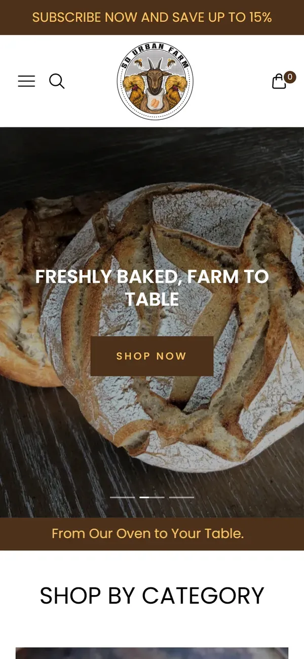 SD Urban Farm's Shopify store on mobile