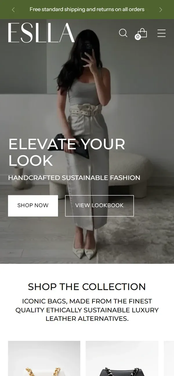 ESLLA homepage on mobile