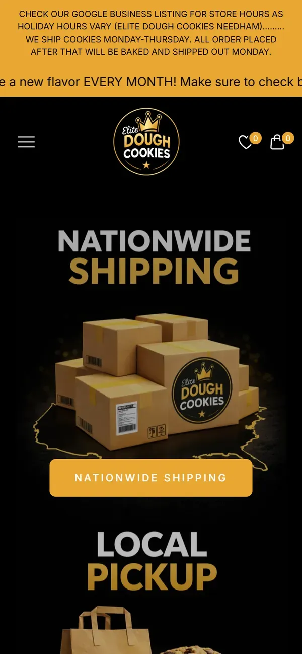 Elite Dough Cookies's Shopify store on mobile