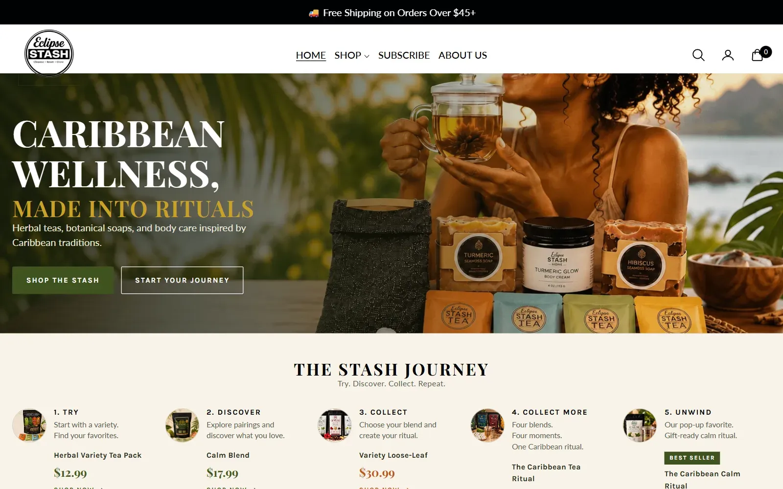 Eclipse Stash's Shopify store on desktop