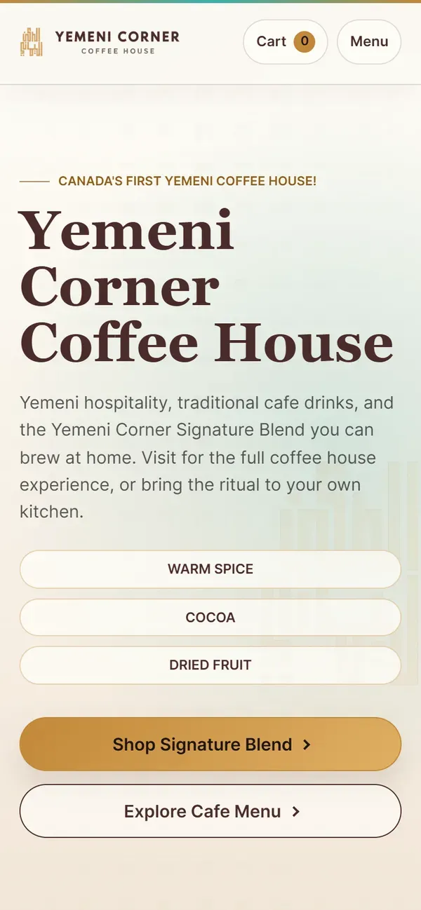 Yemeni Corner's Shopify store on mobile