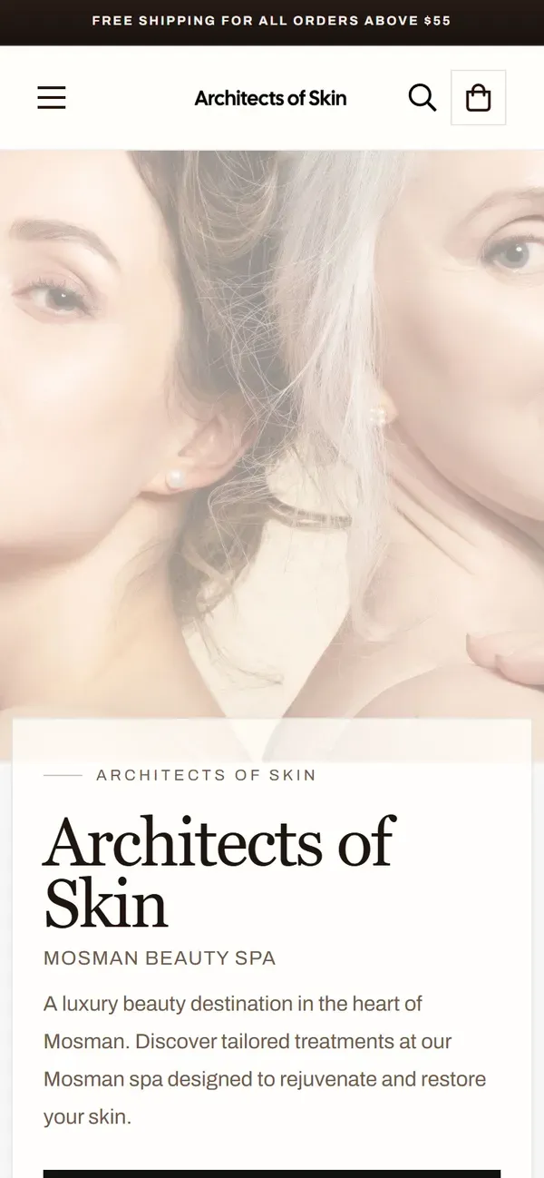 Architects of Skin's Shopify store on mobile